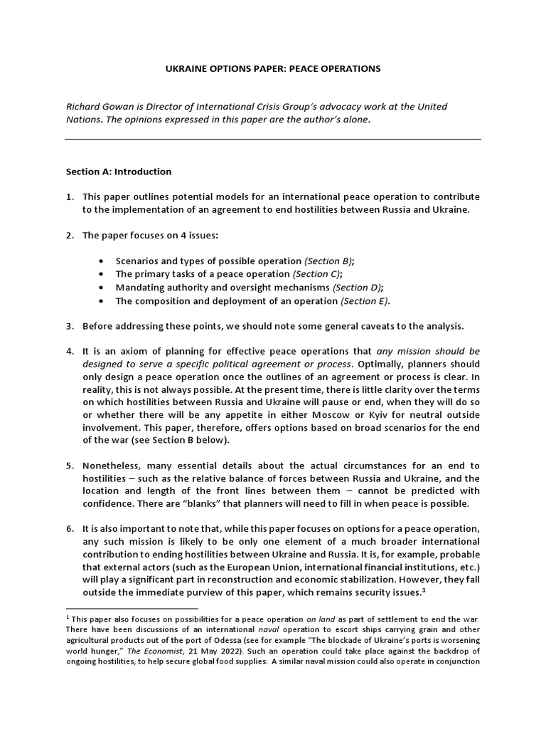 Gowan International Peace Operations | PDF | Peacekeeping ...