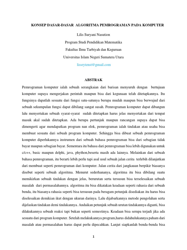 Konsep Dasar-Dasar Algoritma Pemrograman Pada Komputer | PDF