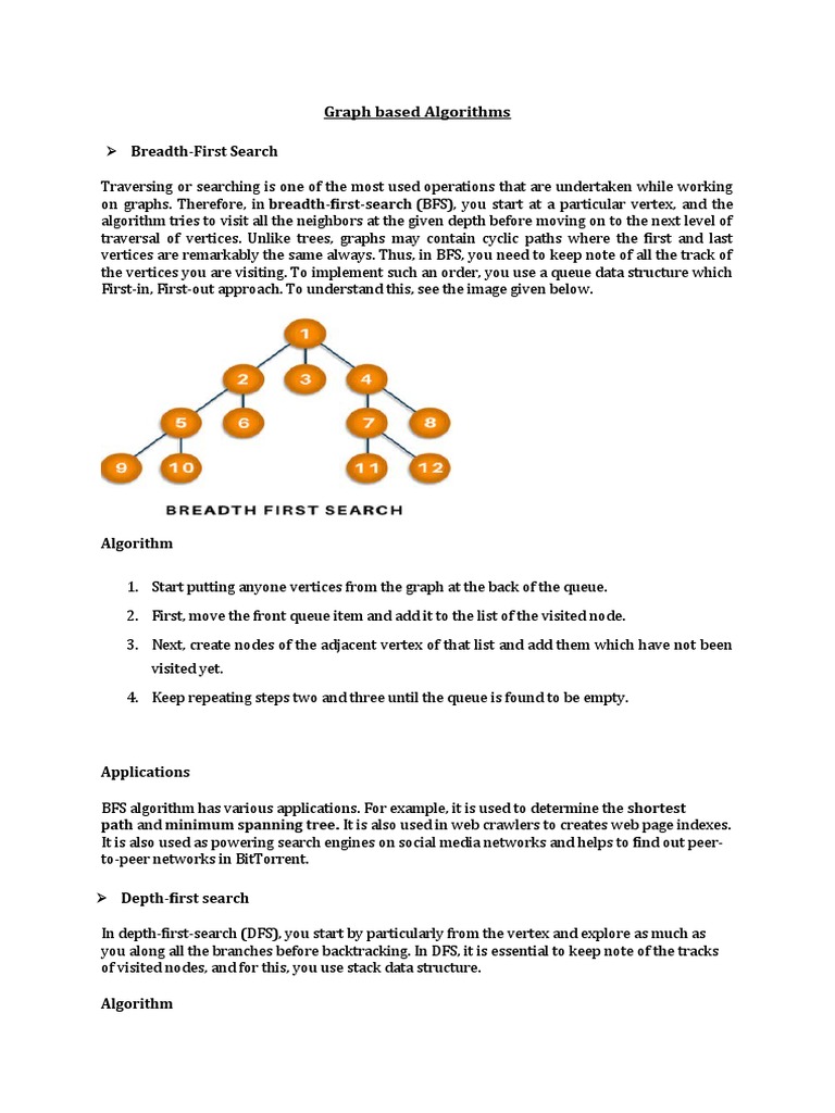 Graph Based Algorithms - Notes | PDF | Algorithms | Mathematical Concepts