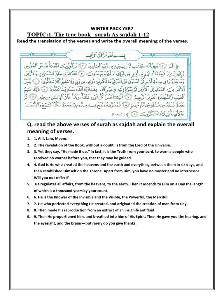 Understanding Surah As-Sajdah and Its Teachings | PDF | Muhammad | Medina