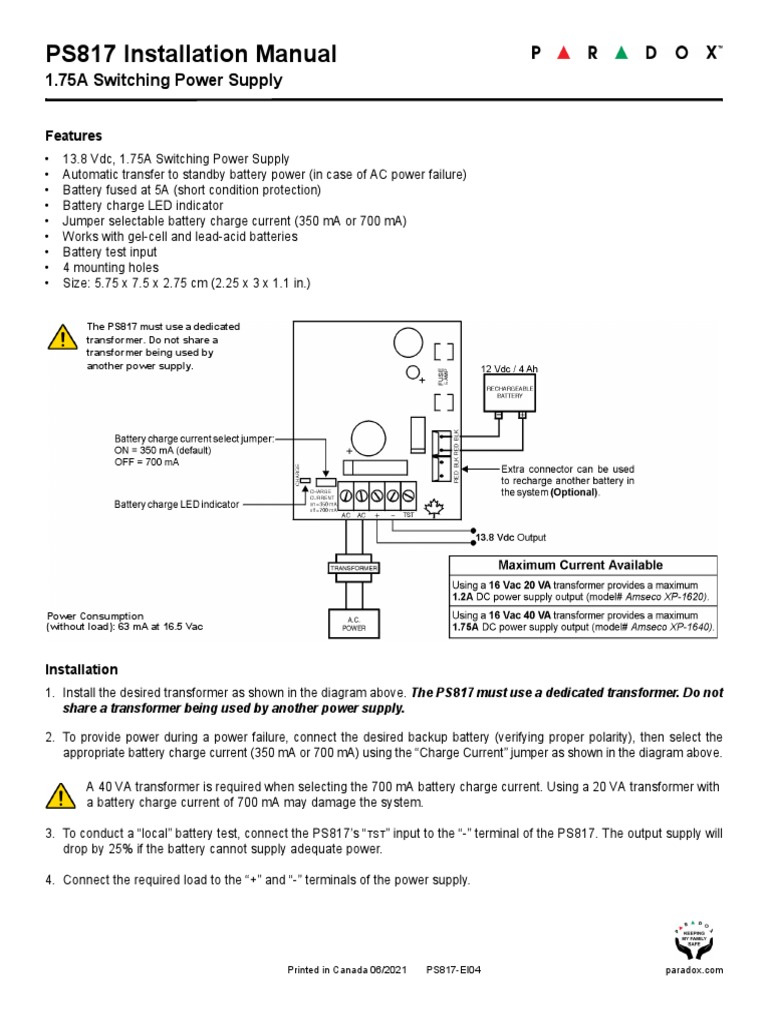 PS817 Installation Manual | PDF