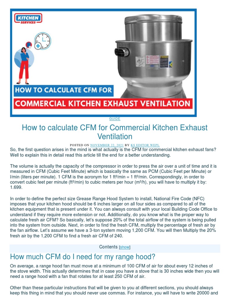 Domestic & Commercial Kitchen Exhaust Calculation PDF British