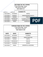 Subhash Public School Date Sheets Unit Tests Dec 2022