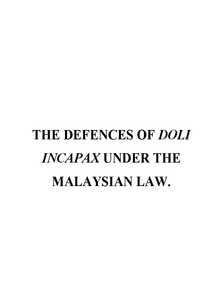 Doli Incapax in Malaysian Law Analysis | PDF | Crimes | Crime & Violence