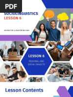 Sociolinguistics Lesson 6 Lecture Slides