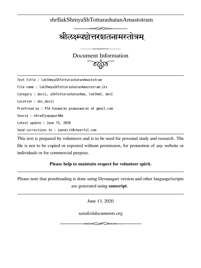 LAKSHMI ASHTOTTARA STOTRAM LYRICS IN ENGLISH PDF visual data 6