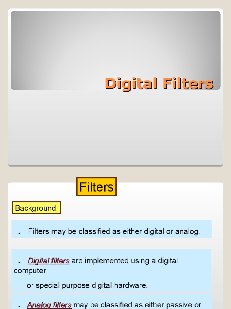 Digital Filters PDF Digital Signal Processing Sampling (Signal