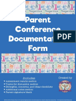 Parent Conference Documentation Form: Includes