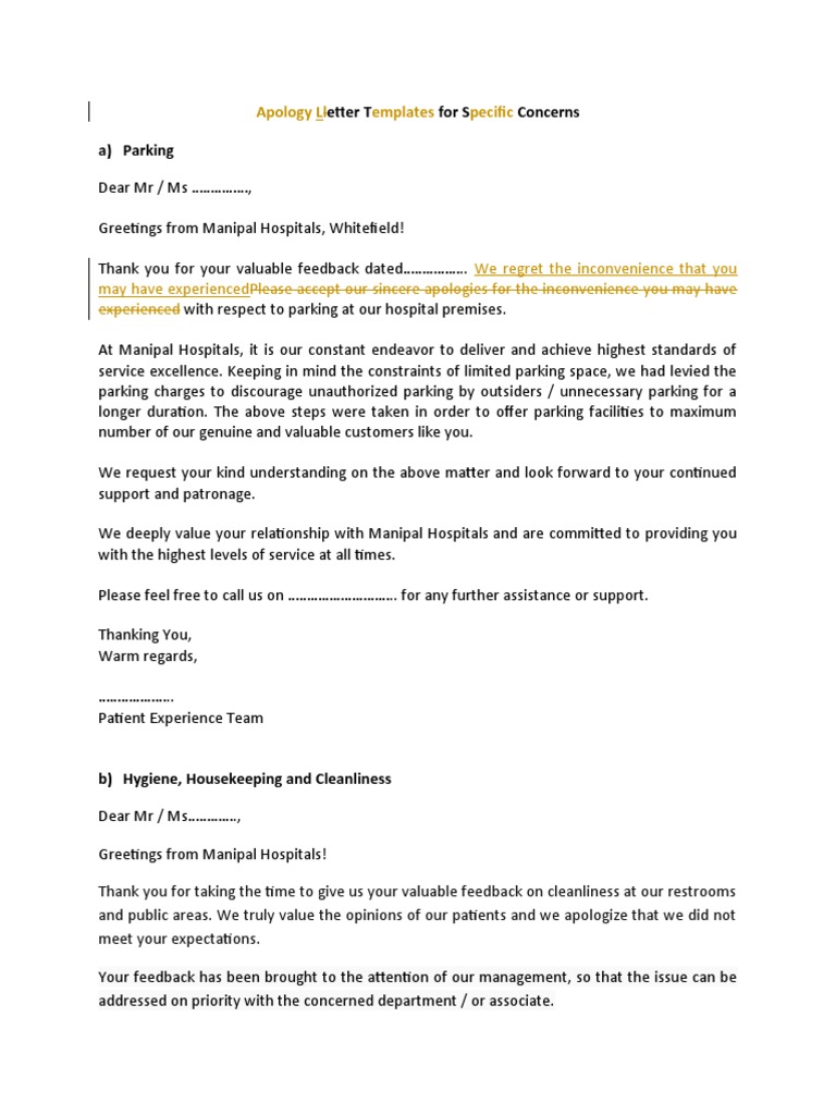 Apology Letter Templates PDF