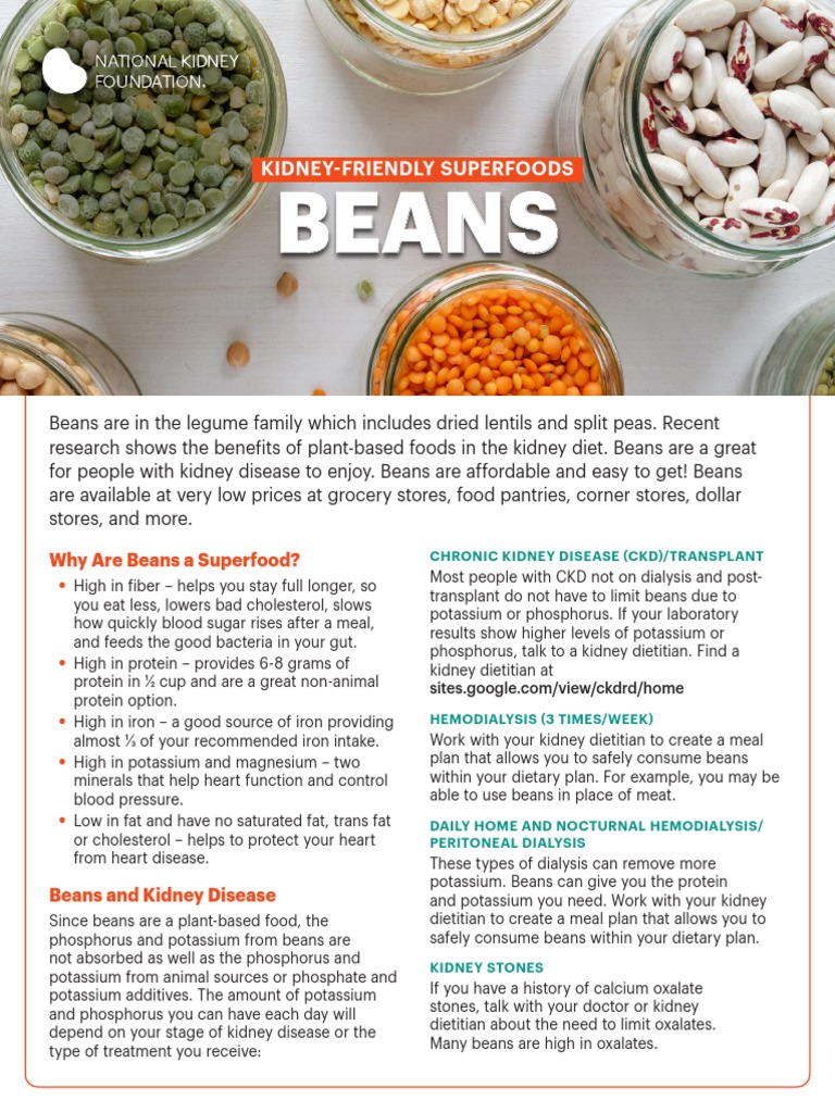National Kidney Foundation Superfood-Beans | PDF | Bean | Chronic ...