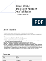 Excel INDEX Match and Data Validation