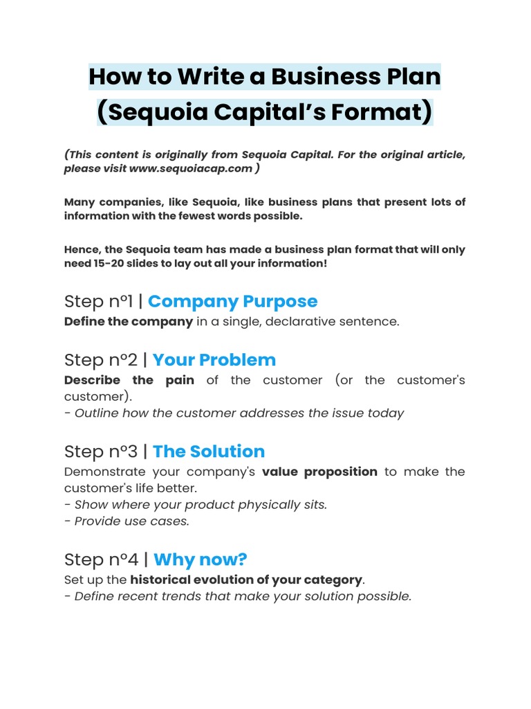 writing a business plan sequoia capital