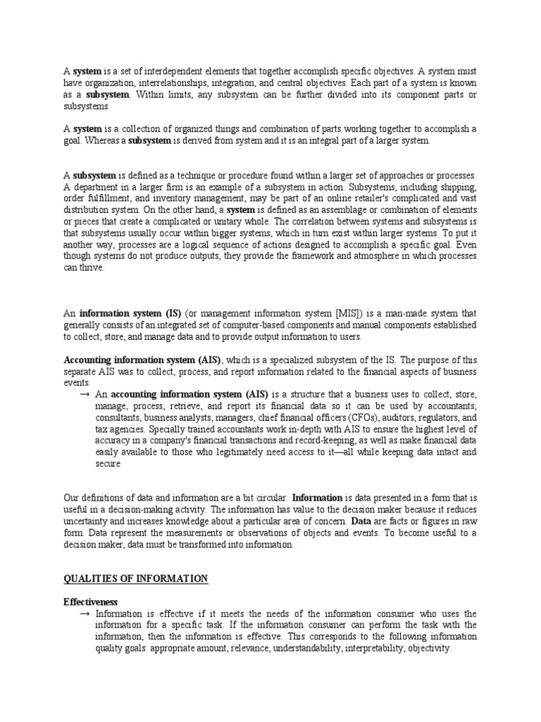 System Vs Subsystem Pdf Information System