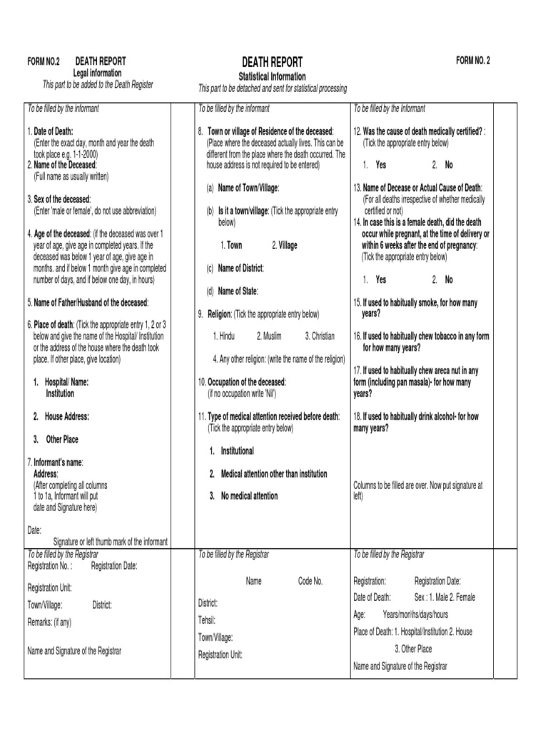 Form 2 death report pdf
