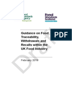 Draft Guidance On Food Traceability Withdrawals and Recalls Consultation