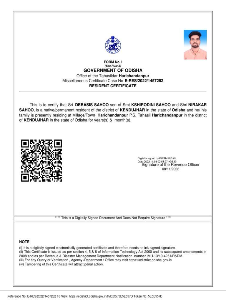 Resident Certificate PDF