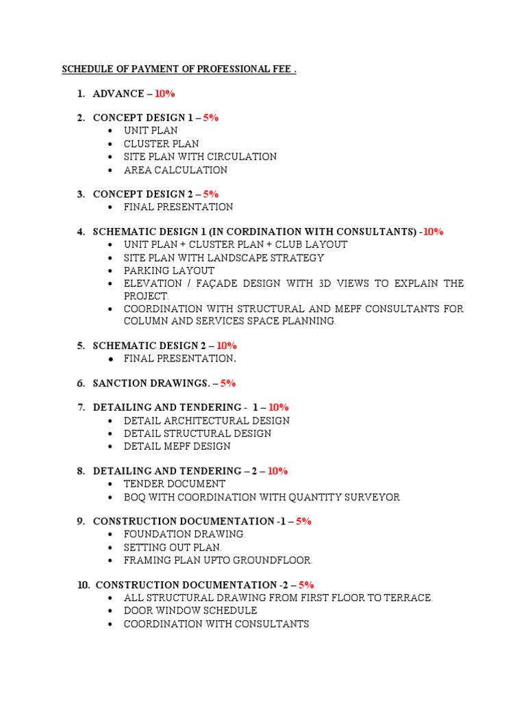Architect Payment Schedule Overview | PDF | Computers