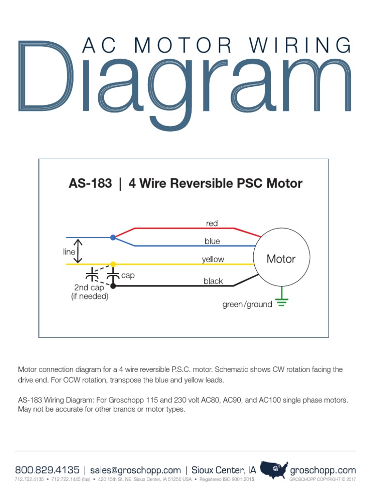 AS 183 Wiring Diagram Groschopp 4 Wire Reversible PSC Motor | PDF |  Business | Computers
