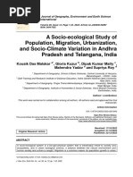 A Socio-Ecological Study of Population, Migration, Urbanization, and Socio-Climate Variation in Andhra Pradesh and Telangana, India