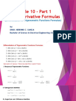 Module 10 Part 1 OTHER DERIVATIVES FORMULA TRIGONOMETRIC FUNCTIONS