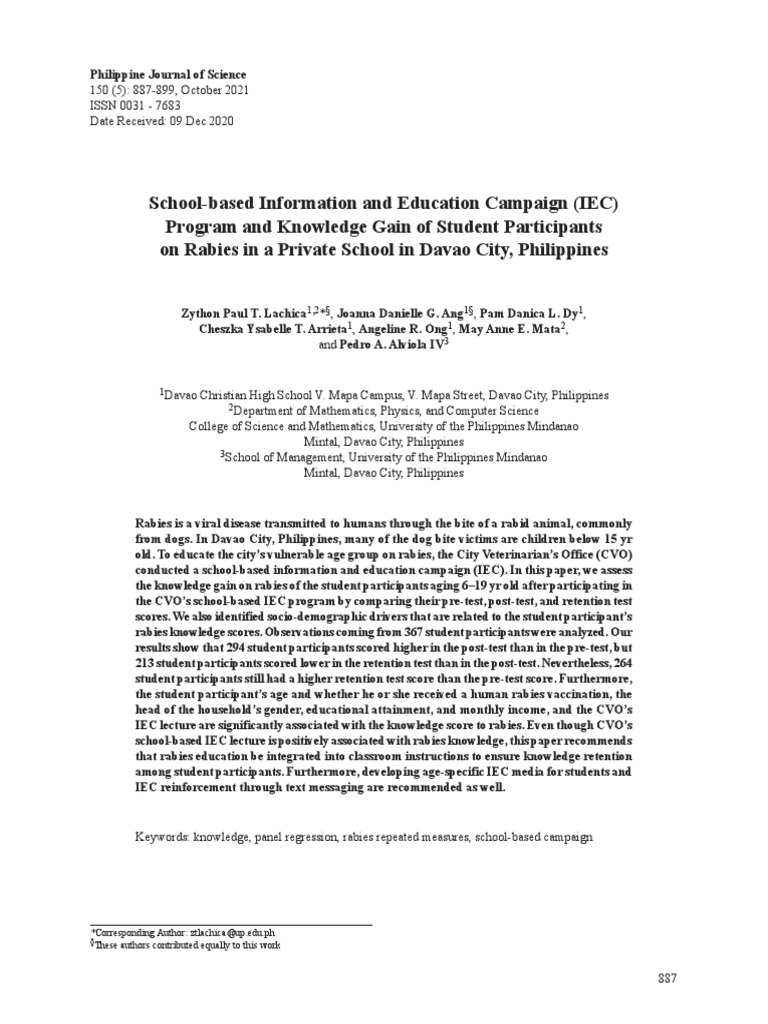 School Based Information And Education Campaign Program Pdf P Value