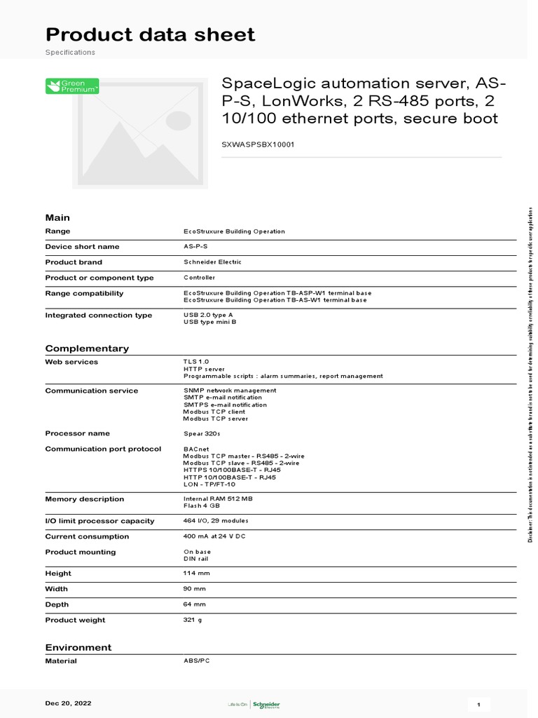 SpaceLogic™ AS-P Automation Server - SXWASPSBX10001 | PDF ...