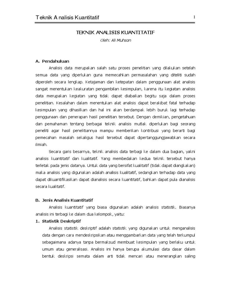 Teknik Analisis Kuantitatif 1 Teknik Ana Pdf