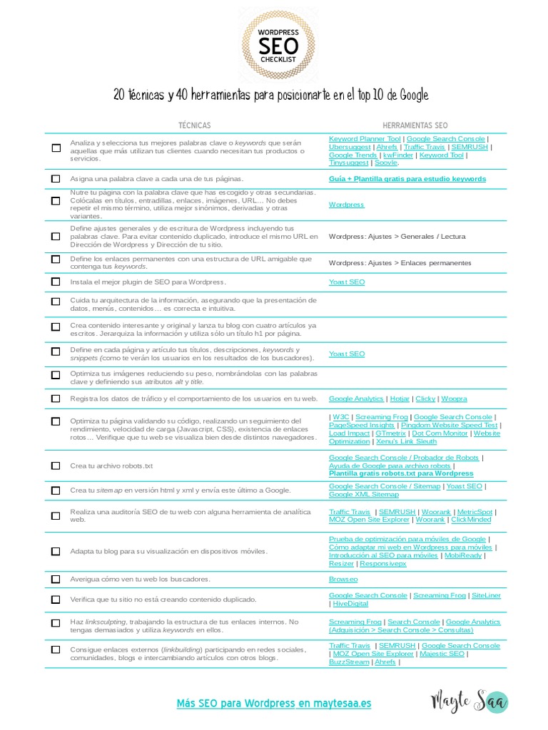 Checklist SEO para WordPress: 20 Tips | PDF | Posicionamiento en ...