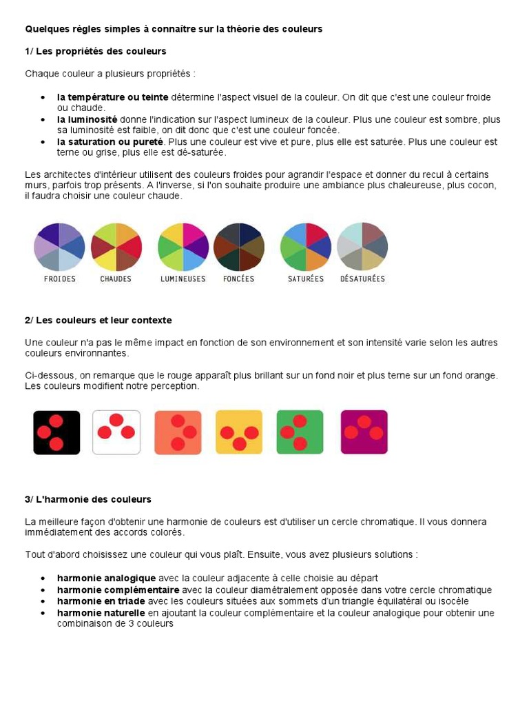 Théorie et harmonie des couleurs | PDF | Couleur | Rouge