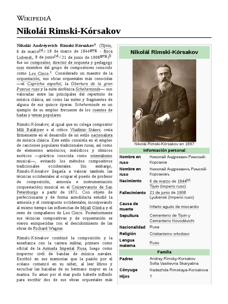Nikolái Rimski Kórsakov | PDF | Pyotr Ilyich Tchaikovsky | Música clásica