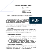 Demanda de Obligacion de Dar Suma de Dinero