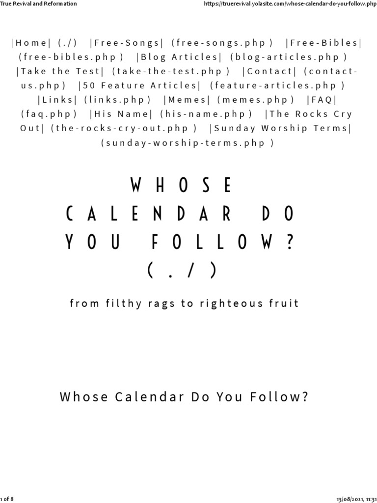 Follow the True Calendar | PDF | Easter | Yahweh
