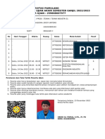 Universitas Pamulang Kartu Ujian Akhir Semester Ganjil 2022/2023 NOMOR UJIAN: 259868607977