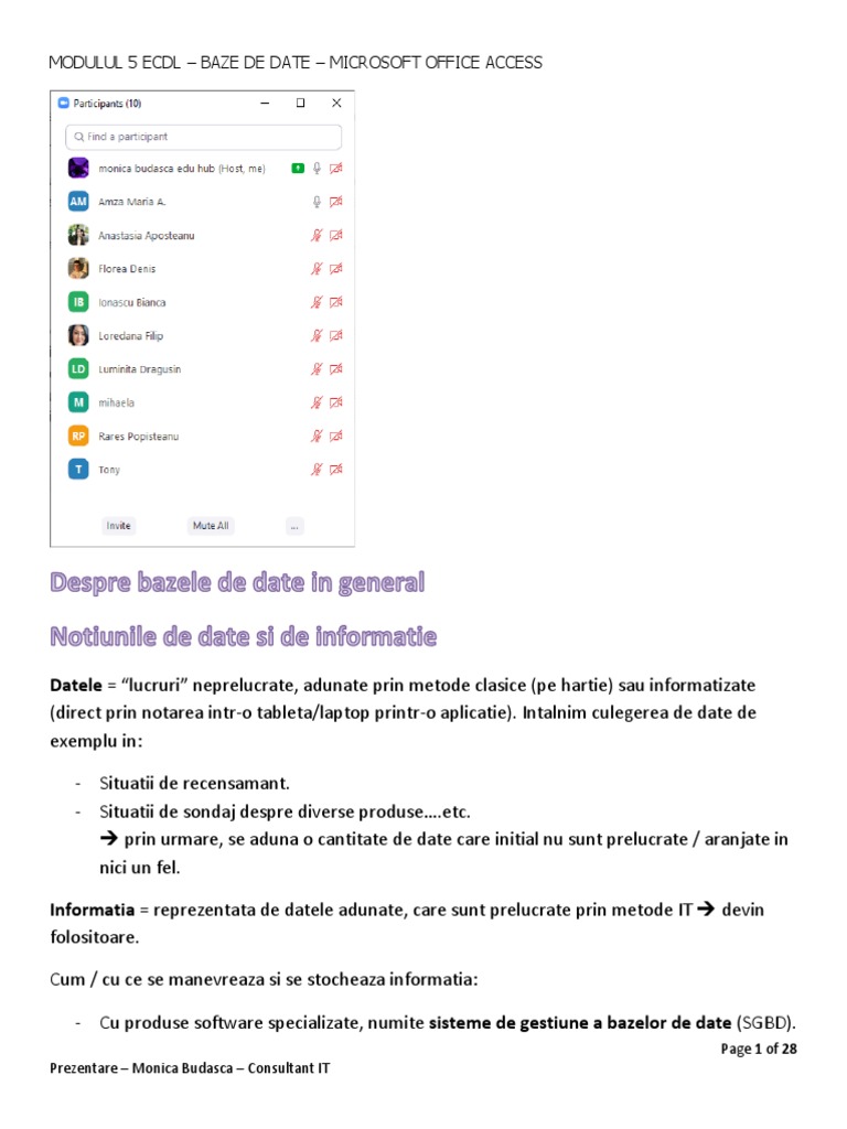 2022.10.15-16 - M5 - Microsoft Office Access - v365 - Ziua 1 | PDF