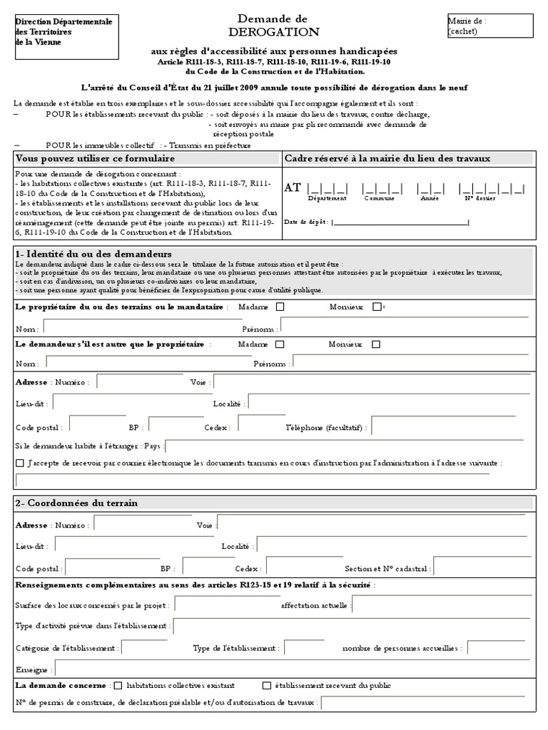 Demande de dérogation accessibilité PMR | PDF | Accessibilité
