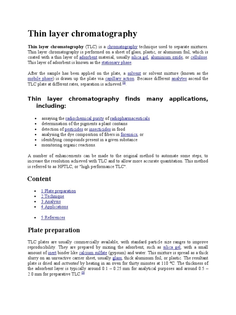 Overview of Thin Layer Chromatography | PDF | Thin Layer Chromatography ...