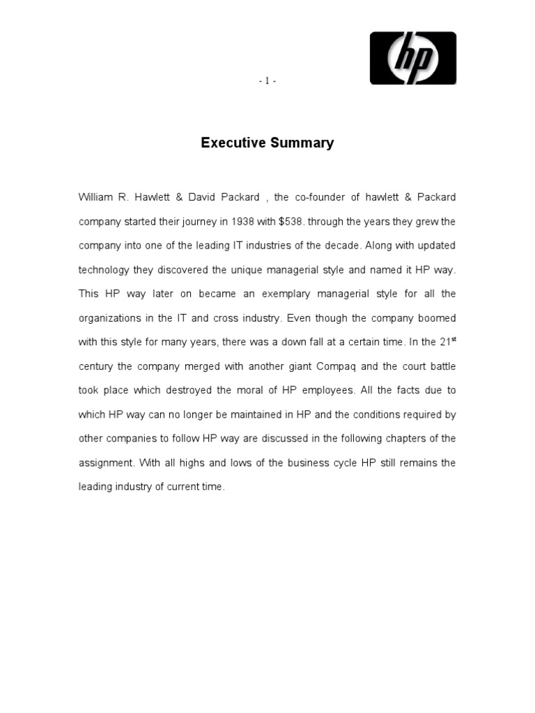 HP Way Full ND Final Assignment PDF Hewlett Packard Employment