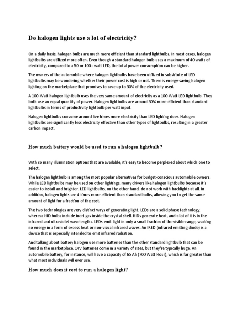 Do Halogen Lights Use A Lot of Electricity Download Free PDF