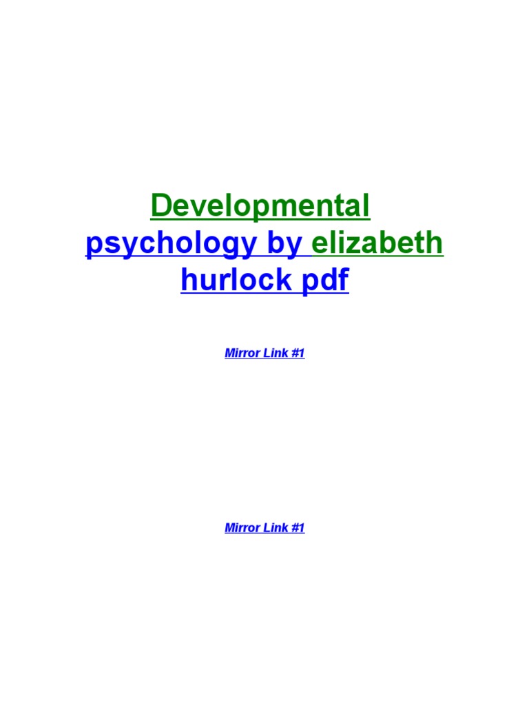 Hurlock's Developmental Psychology PDF | PDF | Self-Improvement ...
