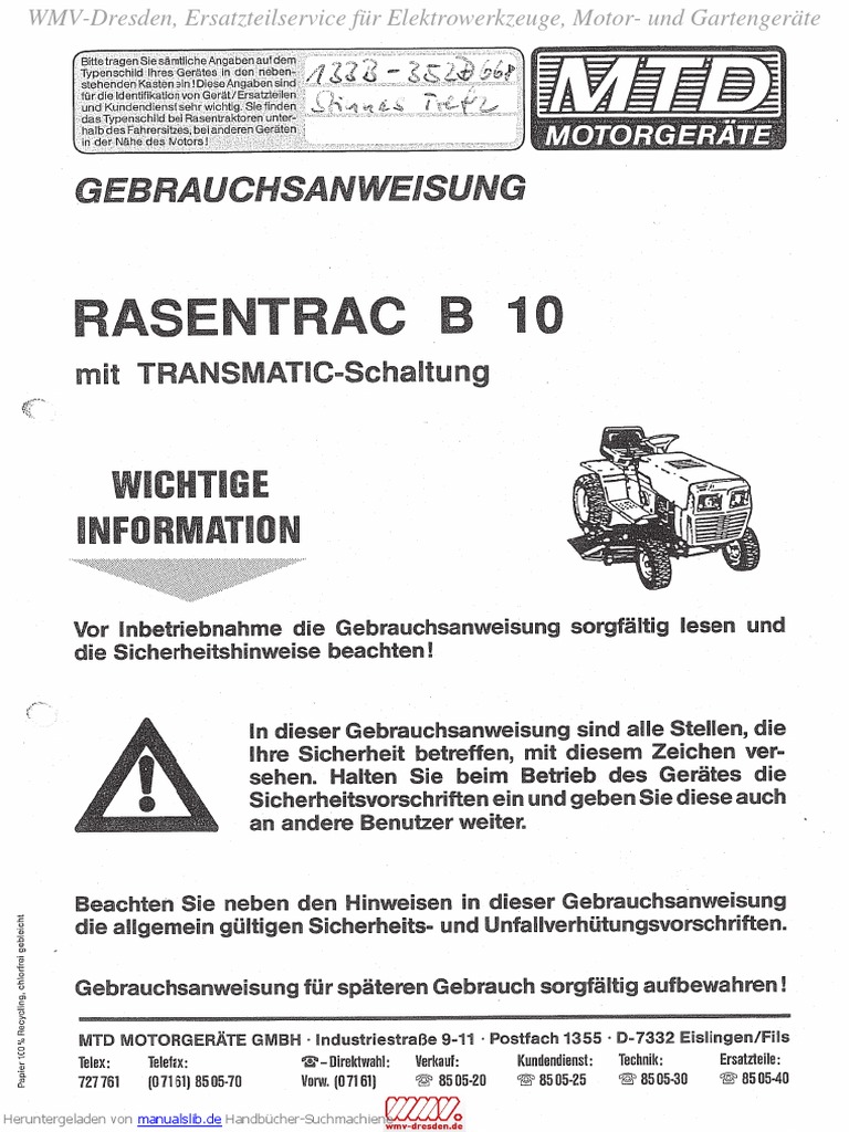 MTD b10 | PDF