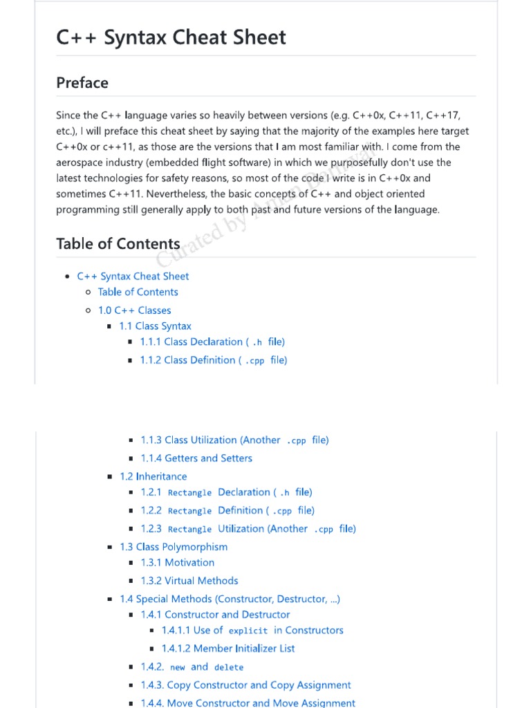 C++ Cheat Sheet | PDF