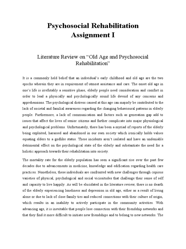 Psychosocial Rehabilitation 1 PDF Old Age Friendship