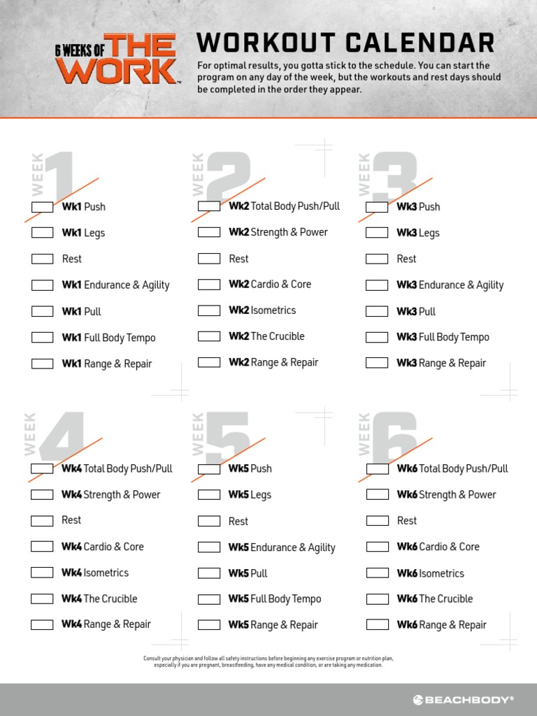 6-Week Workout Schedule Overview | PDF | Management Of Obesity ...