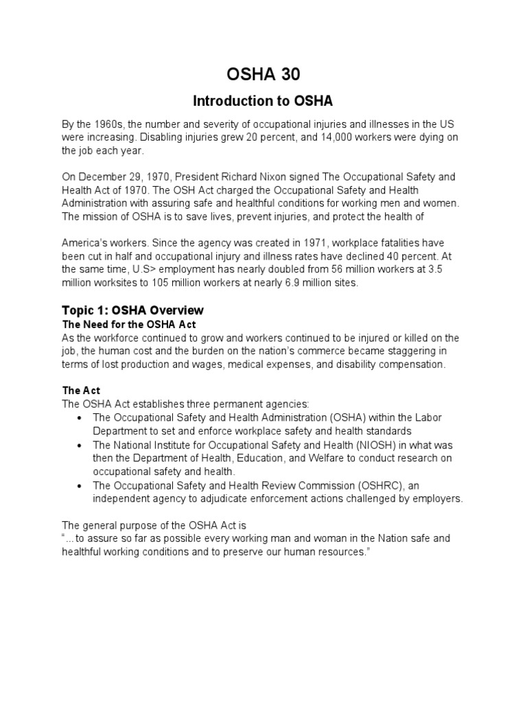 Understanding OSHA and Workplace Safety | PDF | Occupational Safety And ...
