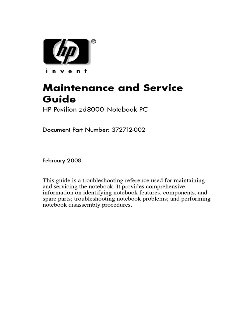 HP Zd8000 Laptop Service-Manual | PDF | Laptop | Computer Keyboard