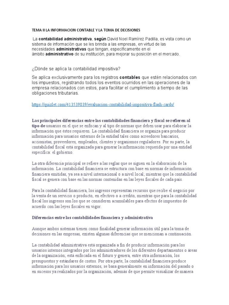 Tema II La Informacion Contable y La Toma de Decisiones 11 | PDF ...