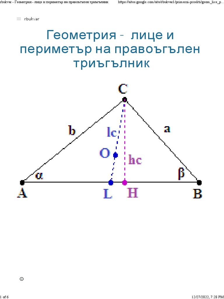 rbukvar - Геометрия - лице и периметър на правоъгълен триъгълник | PDF