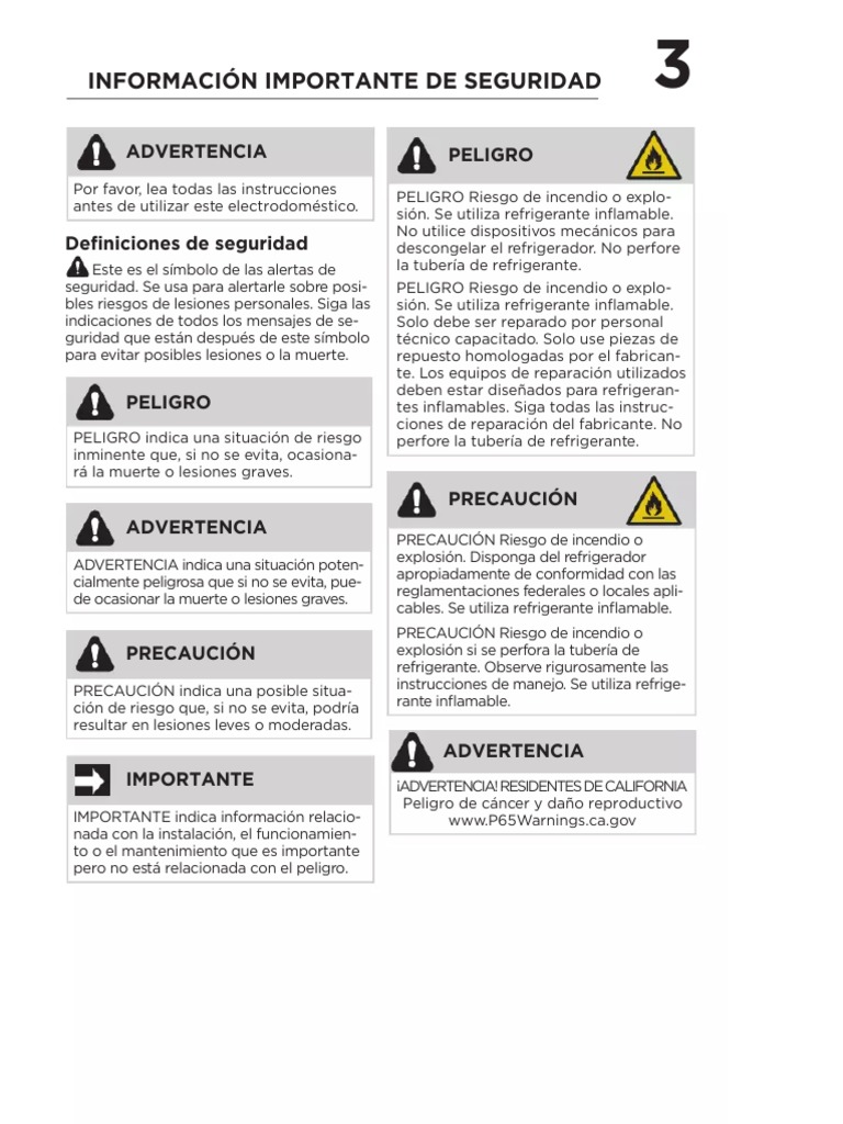Manual Frigidaire FPRU19F8RF (Español 33 Páginas) PDF