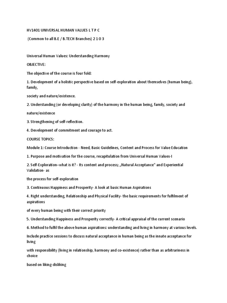 Hv1401 universal human values pdf