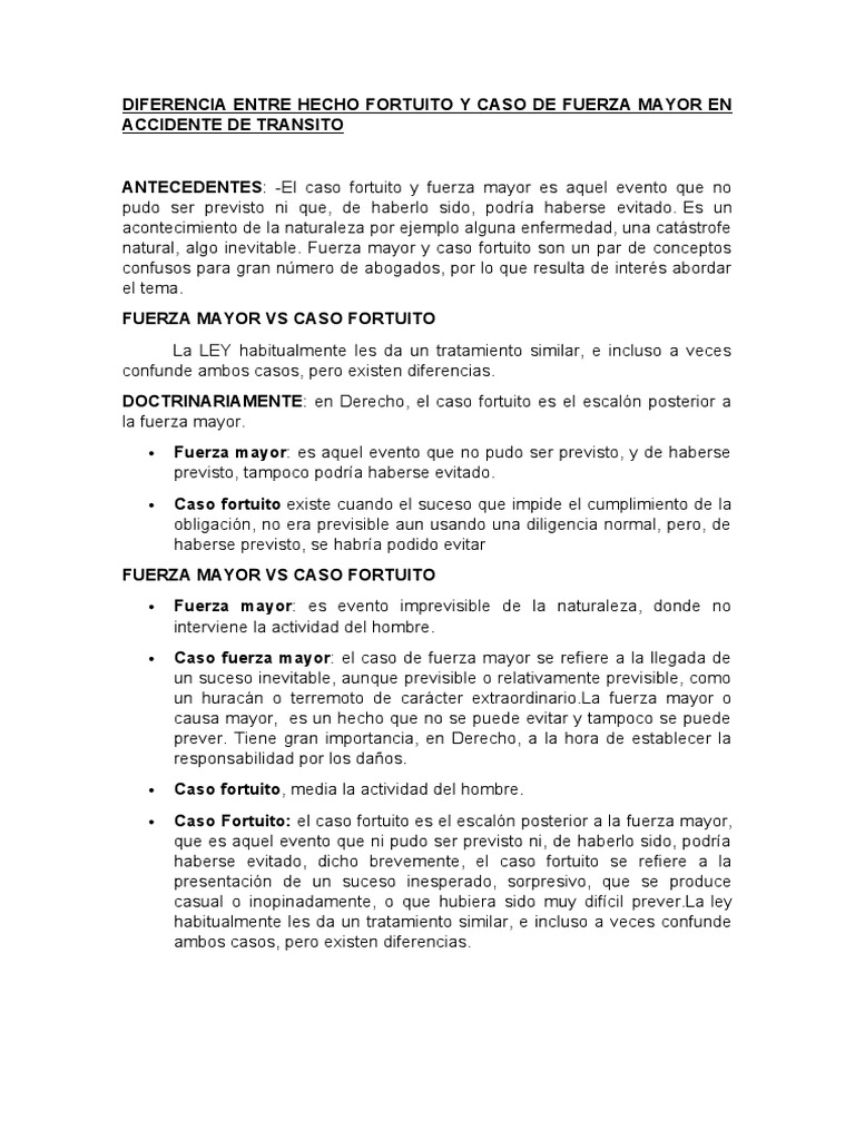 Diferencias entre caso fortuito y fuerza mayor | PDF | Jerga | Justicia